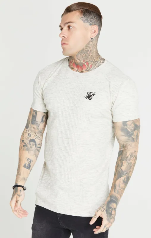 Snow Marl Ribbed Muscle Fit T-Shirt sold by Siksilk