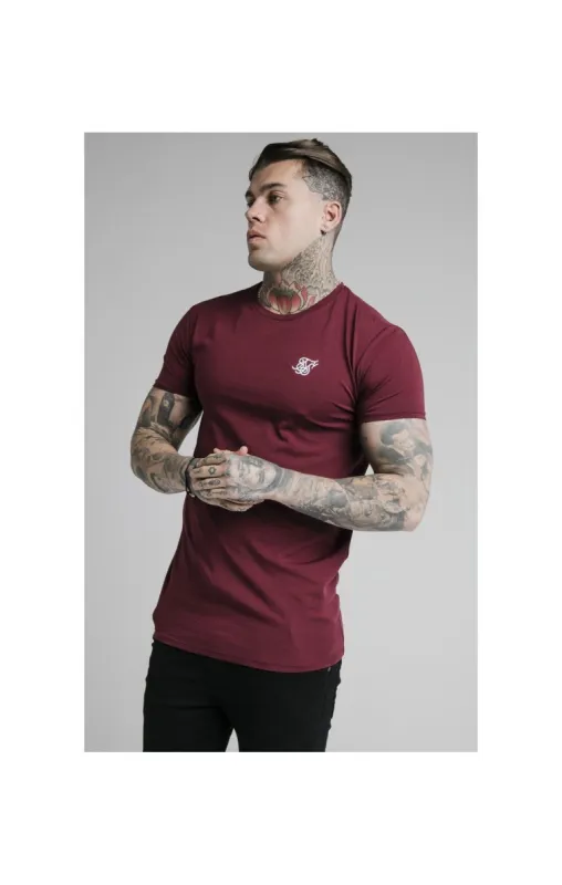 Burgundy Essential Muscle Fit T-Shirt sold by Siksilk