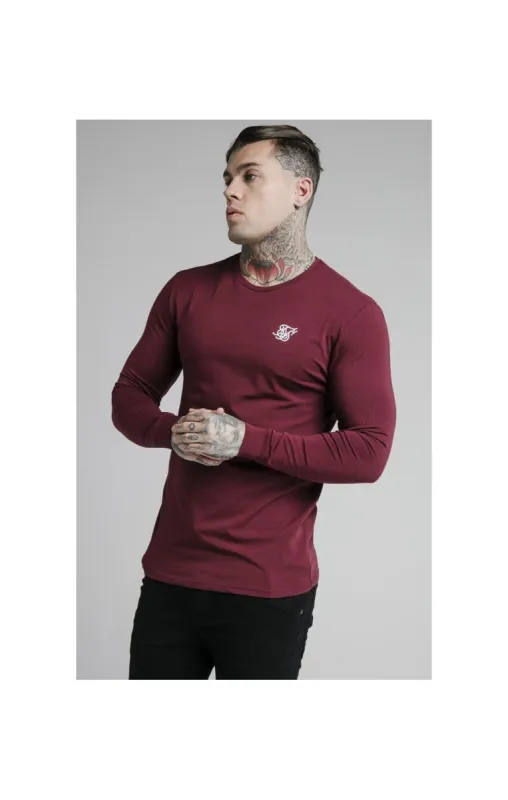 Burgundy Essential Long Sleeve Muscle Fit T-Shirt sold by Siksilk
