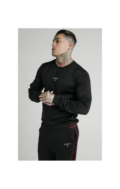 SikSilk Imperial Crew Neck Sweater - Black sold by Siksilk
