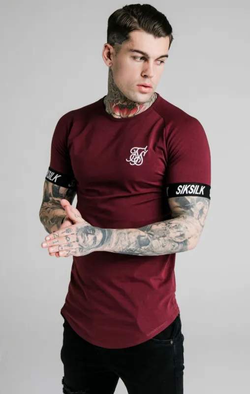 SikSilk Raglan Tech Tape Tee - Burgundy sold by Siksilk