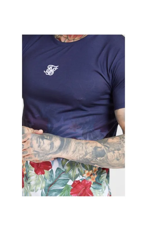 SikSilk S/S Curved Hem Fade Tee – Navy sold by Siksilk