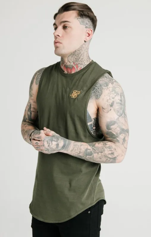 SikSilk Standard Drop Down Vest - Khaki & Gold sold by Siksilk