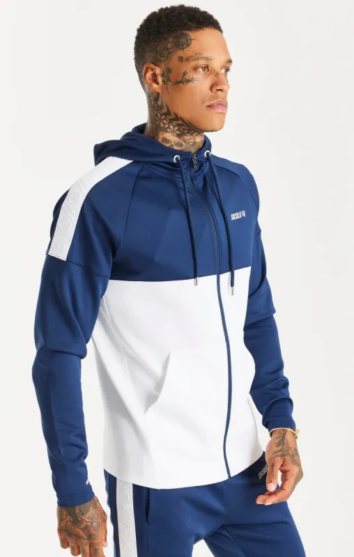 Navy Sports Tape Zip-Thru Hoodie sold by Siksilk