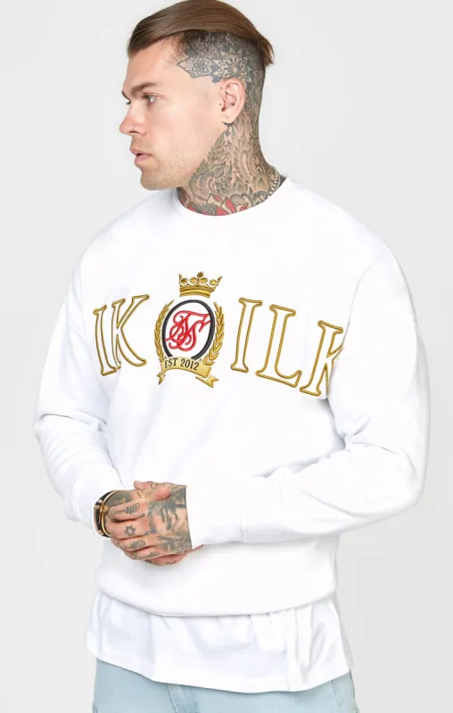 White Crest Embroidery Sweatshirt sold by Siksilk