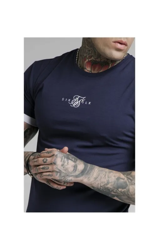SikSilk Inset Elastic Cuff Gym Tee – Navy sold by Siksilk