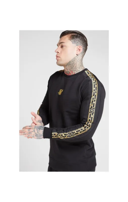 SikSilk Nylon Panel Crew Sweat – Black & Gold sold by Siksilk
