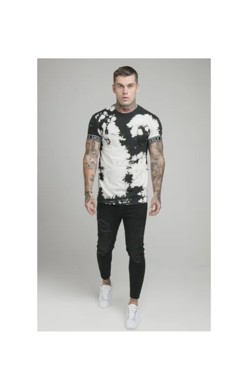 SikSilk Tie Dye Cuff Tee - Black & Grey sold by Siksilk