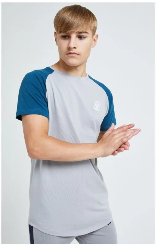 Illusive London Hybrid Raglan Tee - Grey & Blue sold by Siksilk