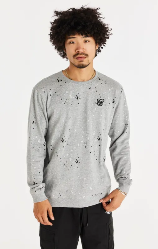 SikSilk Oversized Paint Splatter Sweater - Grey Marl sold by Siksilk