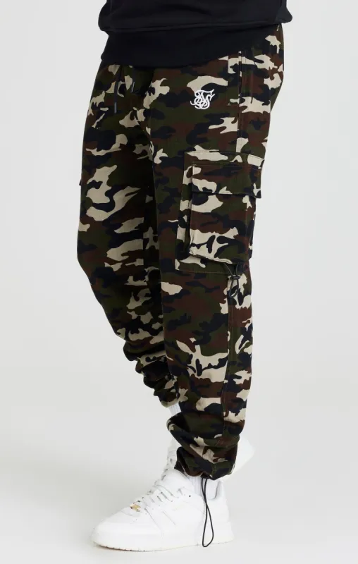 Green Camo Relaxed Cuff Cargo Pant sold by Siksilk