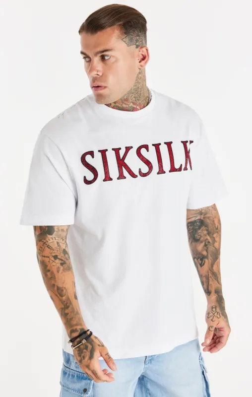 White Rhinestone Oversized T-Shirt sold by Siksilk