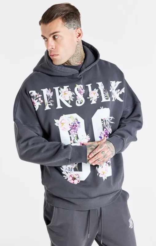 Grey Acid Floral Overhead Hoodie sold by Siksilk