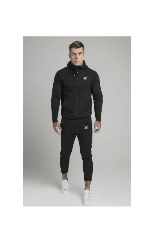 Black Motion Tape Zip Through Hoodie And Jogger Set sold by Siksilk