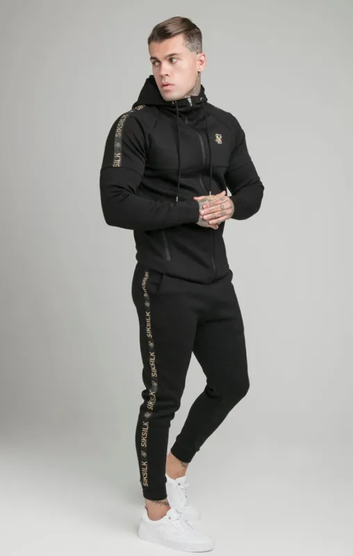 Black Tape Zip Through Hoodie And Jogger Set sold by Siksilk
