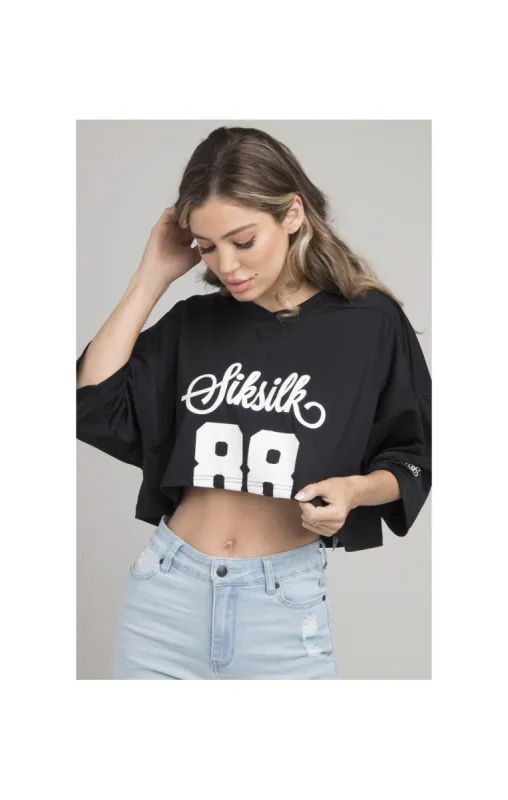 SikSilk Retro Football Crop Jersey - Black sold by Siksilk