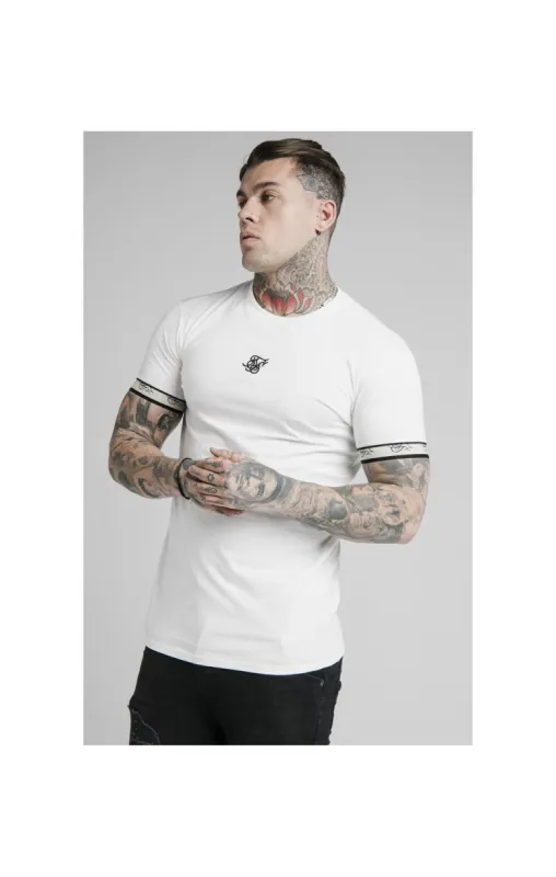 SikSilk S/S Premium Tape Gym Tee - Off White & Black sold by Siksilk