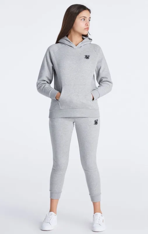 Girls Grey Marl Essentials Overhead Hoodie sold by Siksilk