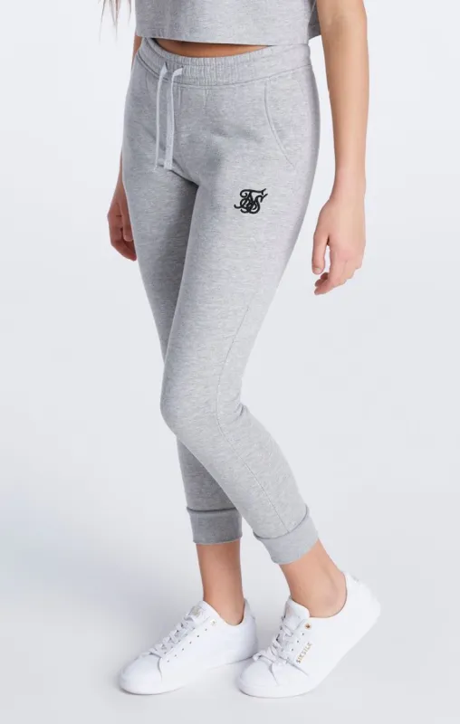 Girls Grey Marl Essentials Cuffed Jogger sold by Siksilk