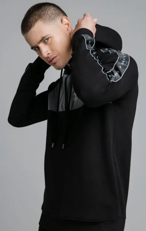 SikSilk 1/4 Zip Fusion Tape Hoodie - Black & Grey sold by Siksilk
