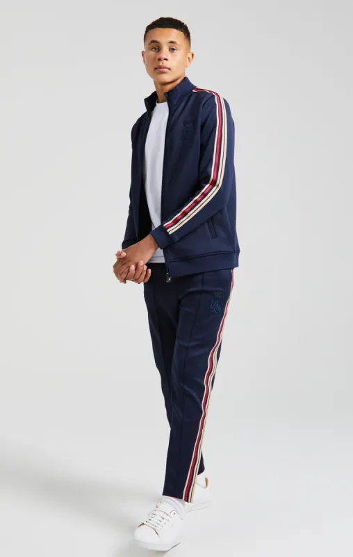 Boys Messi x SikSilk Navy Taped Zip Thru Funnel Neck sold by Siksilk