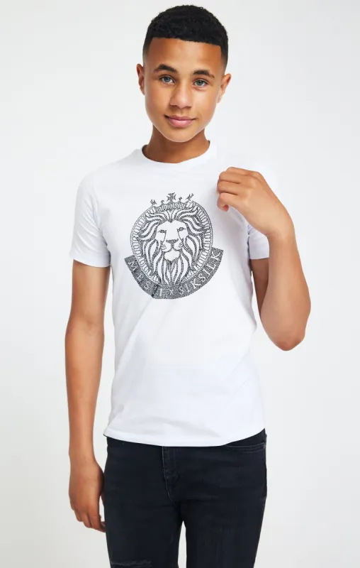 Boys Messi x SikSilk White Rhinestone T-Shirt sold by Siksilk