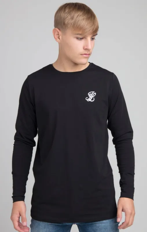 Boys Illusive Black Essentials Long Sleeve T-Shirt sold by Siksilk