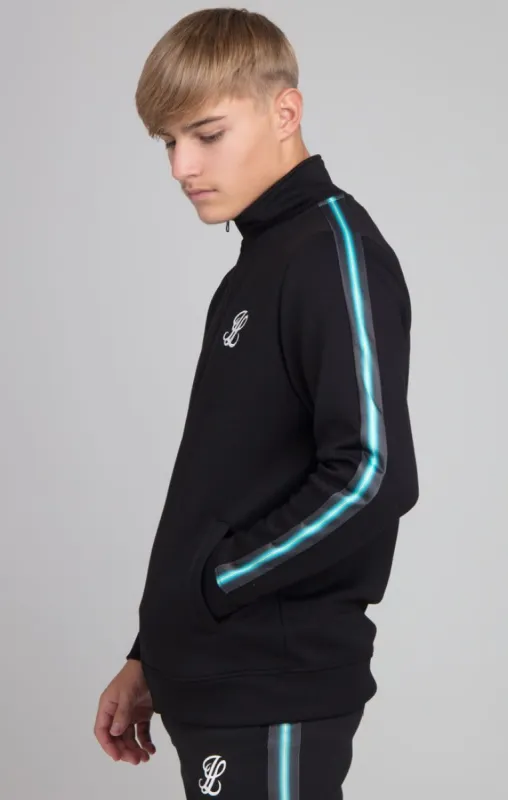 Boys Illusive Black Taped Zip Thru Funnel Neck sold by Siksilk