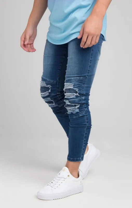 Boys Illusive Mid Wash Biker Denim Jean sold by Siksilk