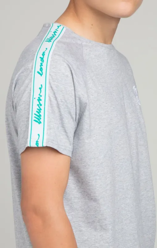 Boys Illusive Grey Marl Taped T-Shirt sold by Siksilk
