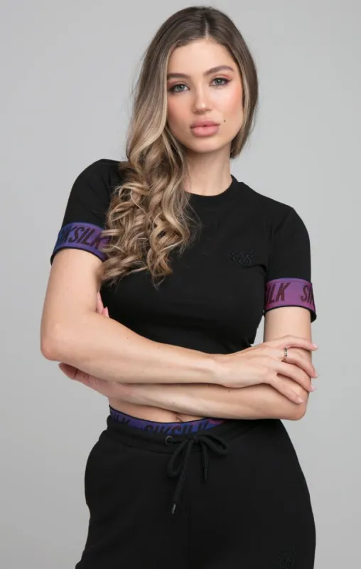 SikSilk Iridescent Crop Tee - Black sold by Siksilk