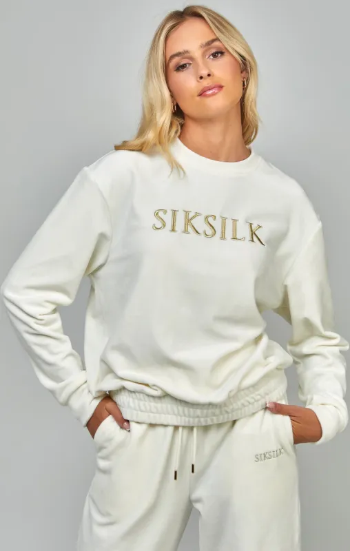 Ecru Velour Oversized Sweatshirt sold by Siksilk