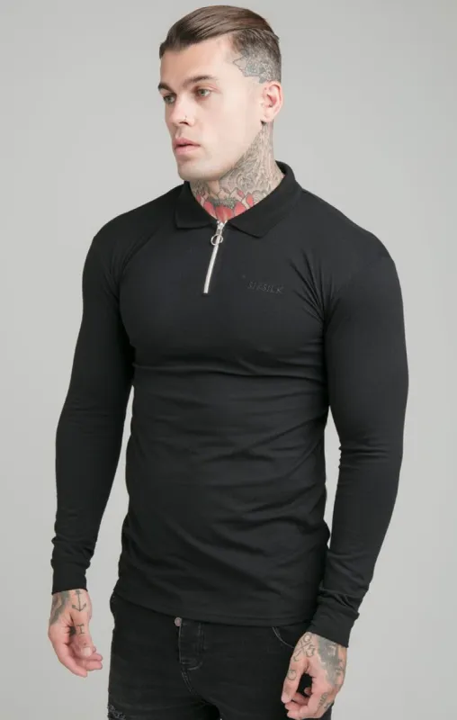 Black Opulent Zip Polo Shirt made by Siksilk