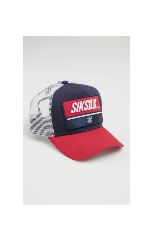 SikSilk Retro Patch Trucker - Red White & Blue sold by Siksilk