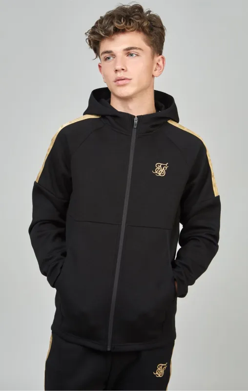 Boys Black Taped Zip Thru Hoodie sold by Siksilk