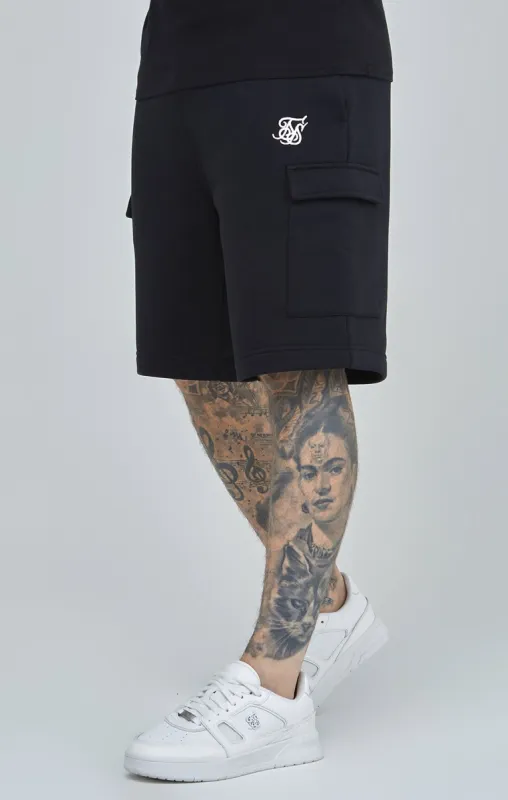 Black Essential Cargo Fleece Short sold by Siksilk