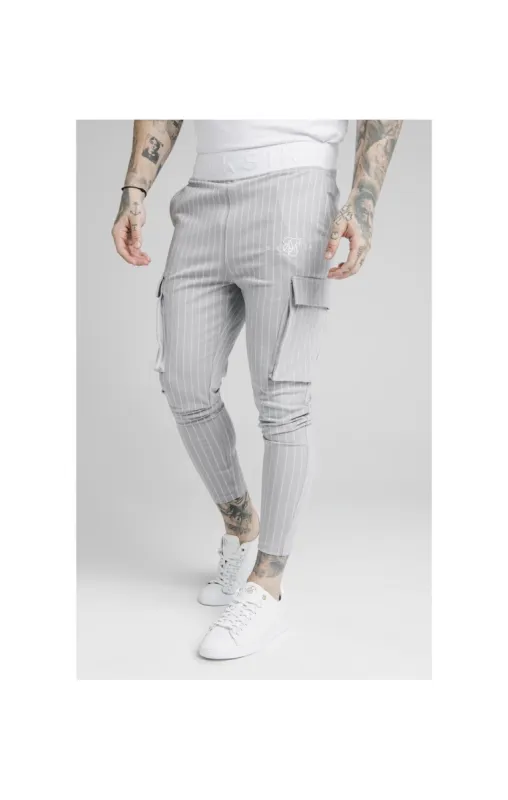 SikSilk Dual Stripe Cargo Pant - Grey & White sold by Siksilk