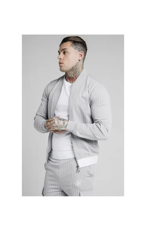 SikSilk Dual Stripe Bomber - Grey & White sold by Siksilk