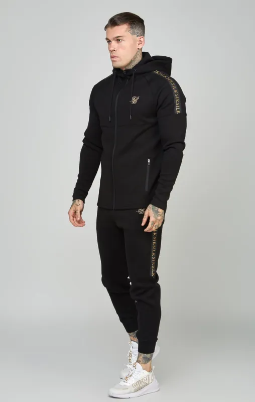 Black Taped Zip Thru Hoodie & Jogger Set sold by Siksilk