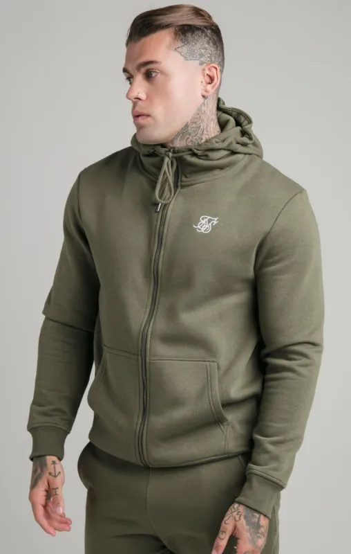 Khaki Zip Through Funnel Neck Hoodie sold by Siksilk