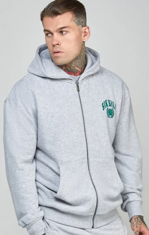 Oversized Varsity Logo Zip Through Hoodie sold by Siksilk