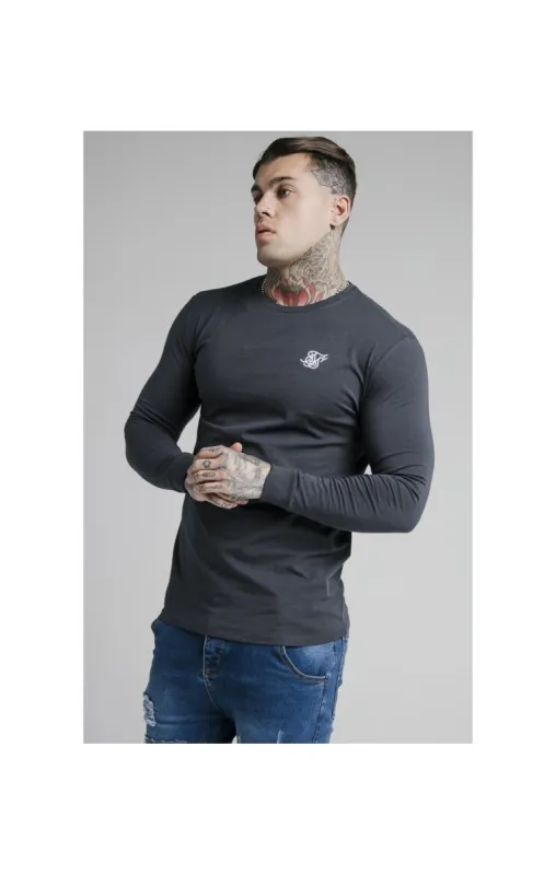 Navy Essential Long Sleeve Muscle Fit T-Shirt sold by Siksilk