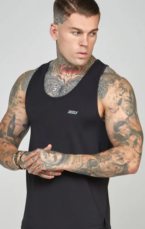 Black Sports Curved Hem Muscle Fit Vest sold by Siksilk