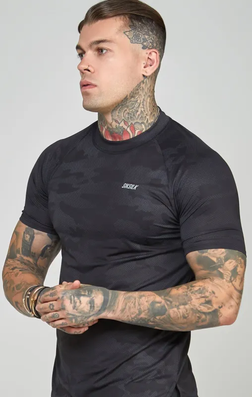 Camo Sports Curved Hem Muscle Fit T-Shirt sold by Siksilk