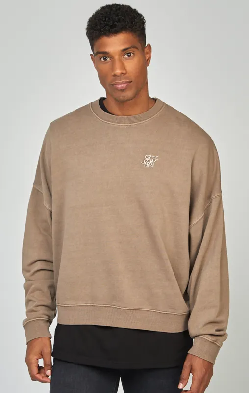 Brown Garment Dyed Boxy Fit Sweatshirt sold by Siksilk