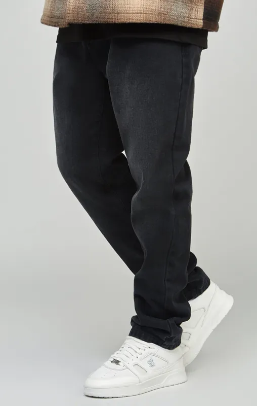 Black Straight Cut Denim Jeans sold by Siksilk