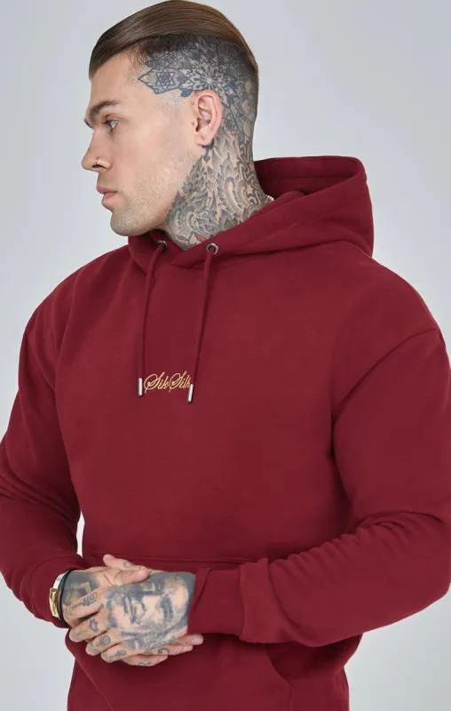 Burgundy Script Logo Relaxed Fit Hoodie sold by Siksilk