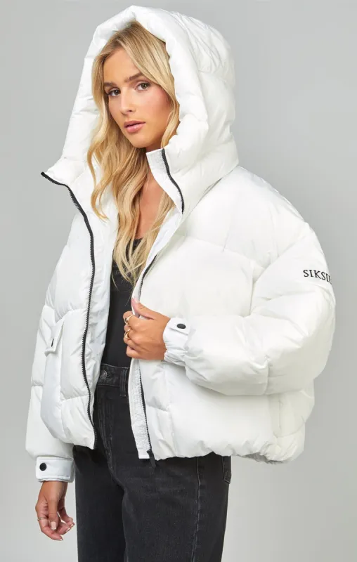 White Oversized Padded Coat sold by Siksilk