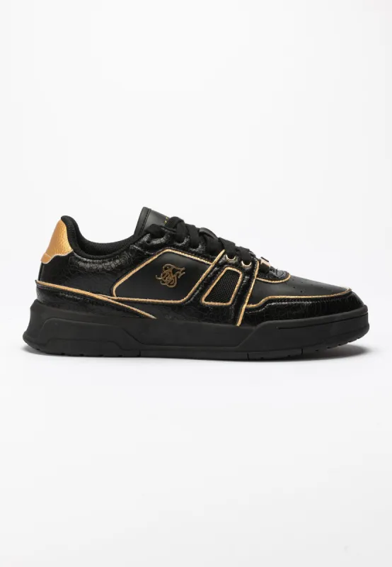 Black And Gold Trimmed Low Top Court Trainer sold by Siksilk
