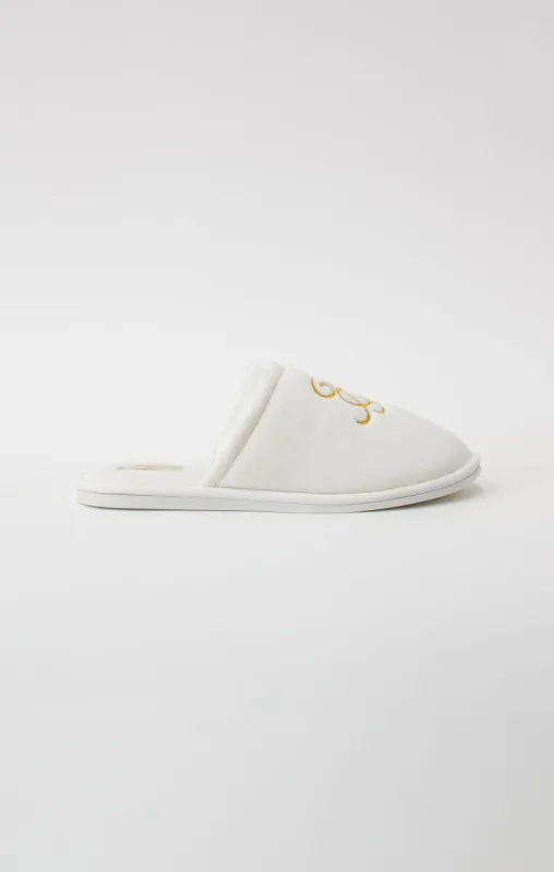 White Slipper With Embroidered Logo sold by Siksilk